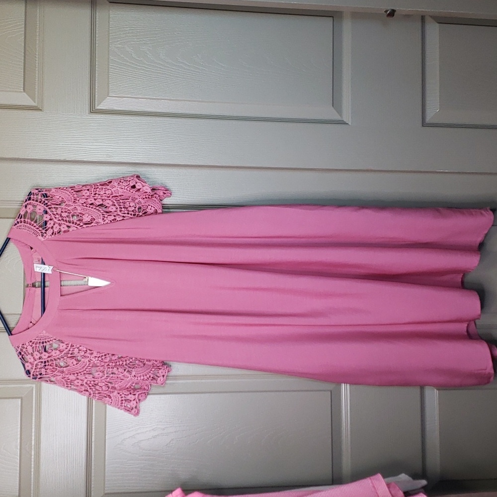 NWT L Love lace shoet sleeved mauve pink boho dress size 1XL